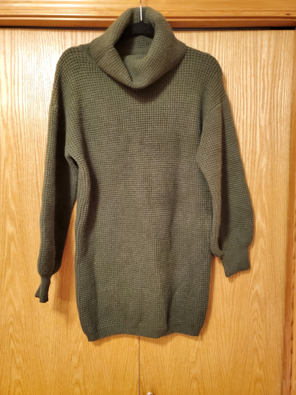 NWT Olive Green Turtleneck Knit Sweater Dress - Women's